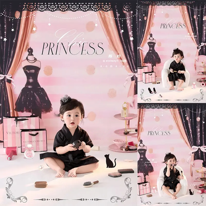 Girl Black Bathrobe Set (6-12M) - Baby Photography Props - Image 2
